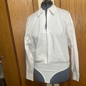**BRAND NEW** EXPRESS WHITE ZIP-UP BODYSUIT